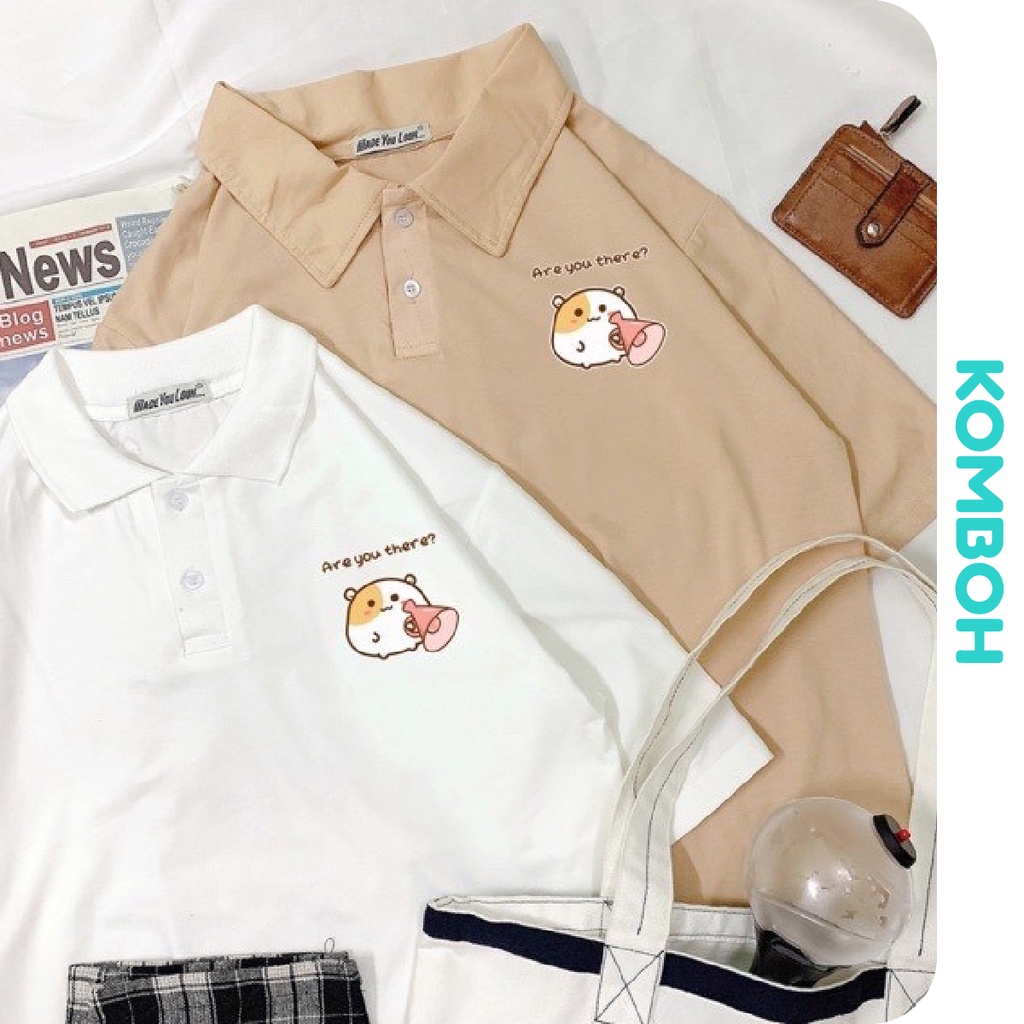 Áo thun polo có cổ KOMBOH phông Unisex nam nữ oversize form rộng HEO CON A104 | WebRaoVat - webraovat.net.vn