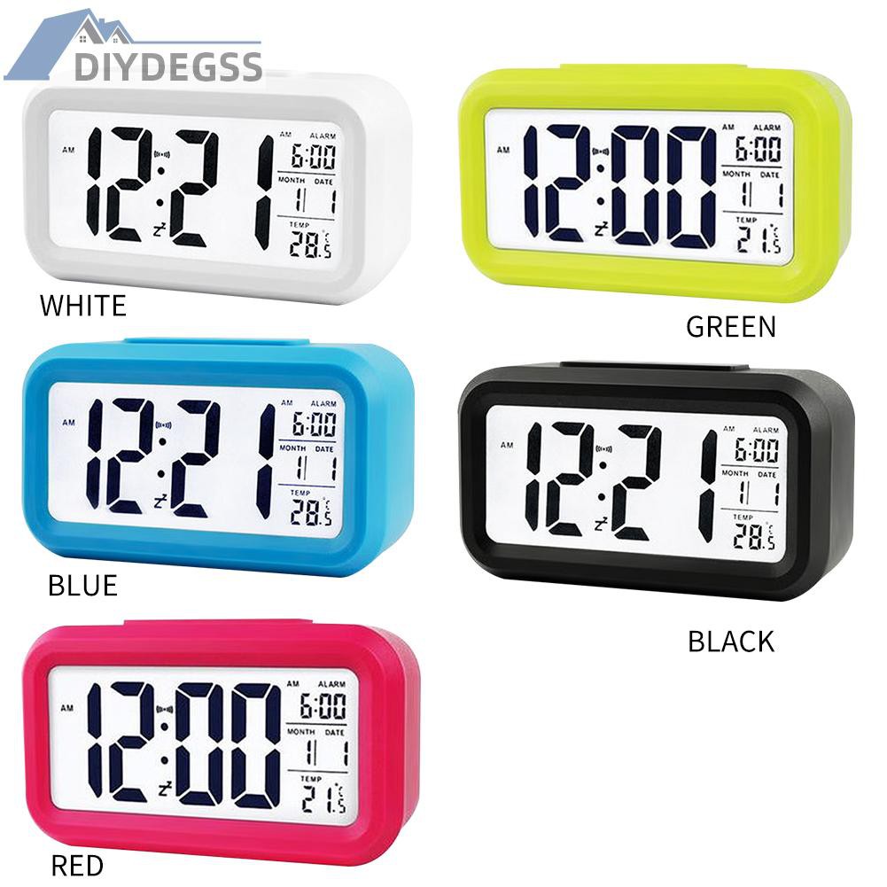 Temperature Alarm Clock LED Digital Backlight Calendar Snooze Mute Clock
