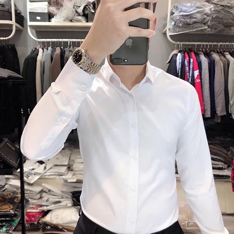 Áo Sơ Mi Nam Dài Tay Hàn Quốc 210 Cổ Bẻ Vải Lụa Chống Nhăn Cực Đẹp - Hazo