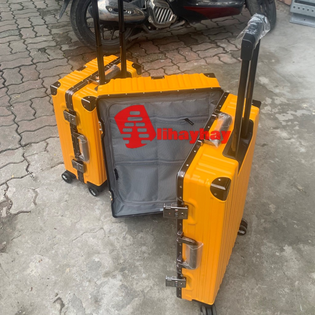 Vali size 20 khung nhôm MÀU VÀNG khóa sập góc vuông chống xước, chống va đậP