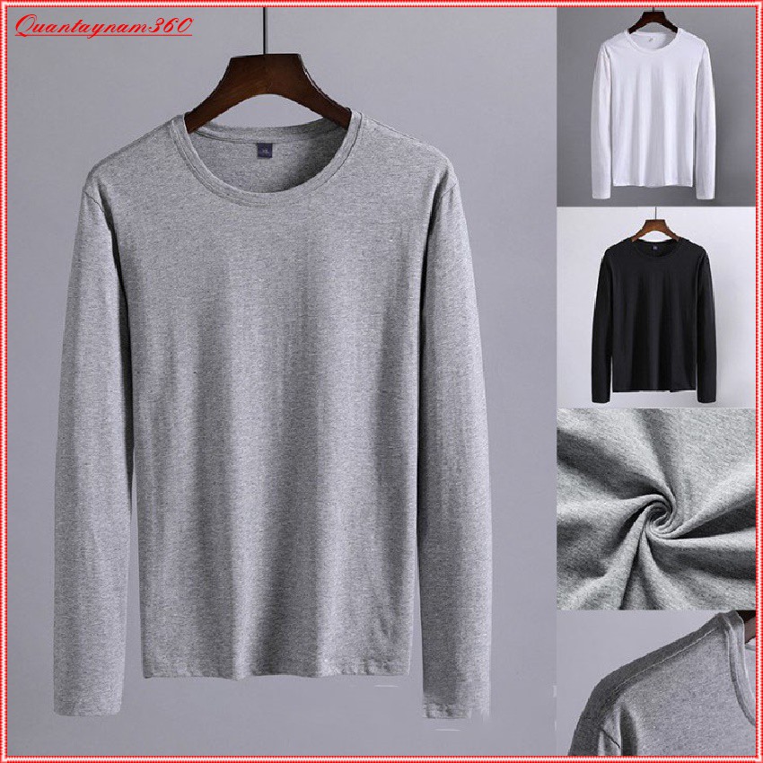 Áo thun nam tay dài mặc thu đông giữ nhiệt chất cotton, áo giữ nhiệt nam co giãn | BigBuy360 - bigbuy360.vn