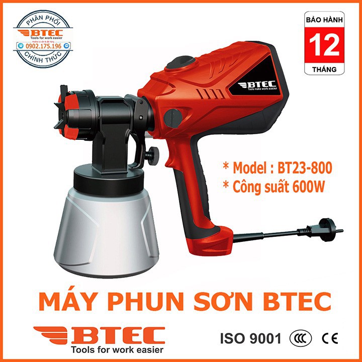 Máy phun sơn Btec BT23-800 Công suất 600W Bảo hành 12 Tháng