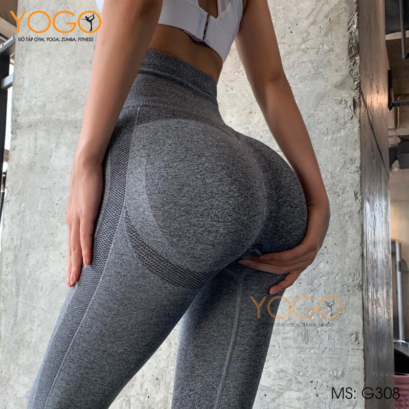 Quần legging tập gym quần thể thao nữ cạp cao nâng mông tôn dáng co giãn gen bụng định hình YOGO G308