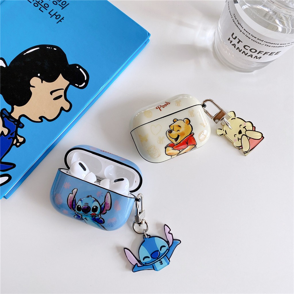 Vỏ gấu Pooh/Stitch hoạt hình IMD cho hộp tai nghe iPhone AirPods Pro AirPods 1/2
