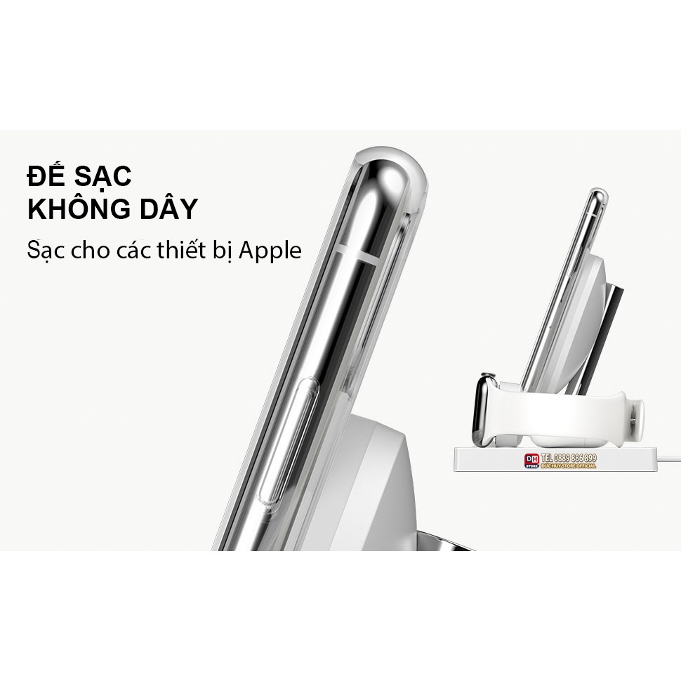 Bộ Đế Sạc Không Dây BELKIN Chính Hãng 3 TRONG 1 Cho Các Thiết Bị APPLE: Iphone, Apple Watch, Airpods, Bảo Hành 12 Tháng