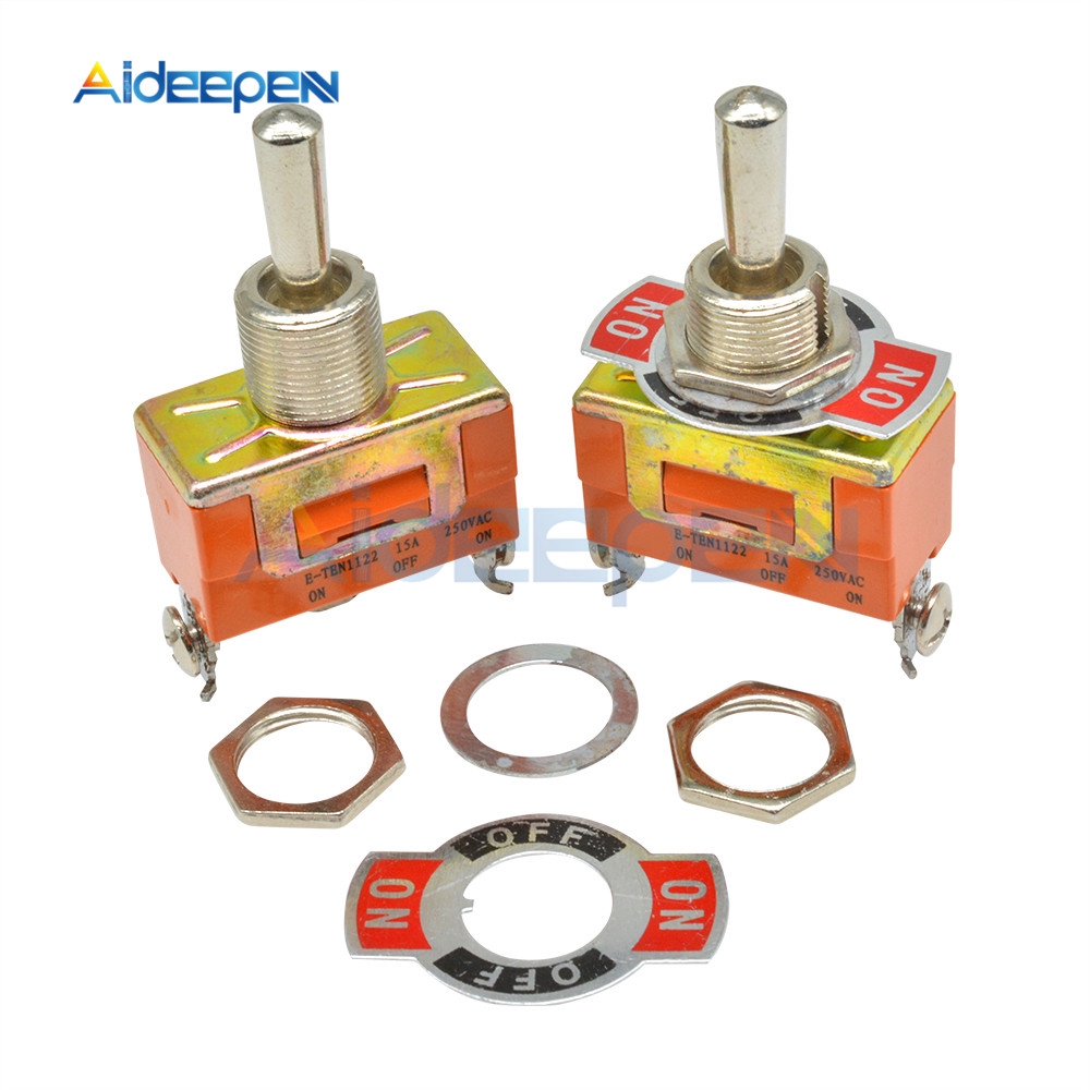 E-TEN1122 Toggle Switch 3 Terminal ON-OFF-ON 3 Positions 3 Pin Swithes 250V 15A AC with 12mm Waterproof Switch Caps Orange | BigBuy360 - bigbuy360.vn