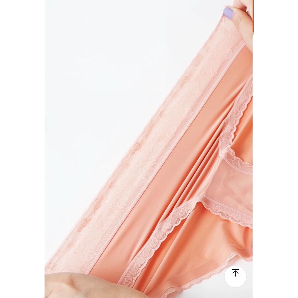 Quần lót nữ lụa băng - quần chip nữ tàng hình cạp ren họa tiết tim - có bigsize - mã QL06