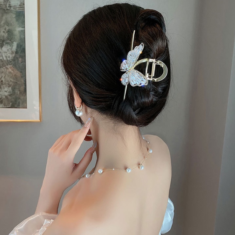 Kẹp Tóc Hình Bướm Lưng Đính Đá Zircon Kiểu Hàn Quốc Ngọt Ngào Cá Tính Cho Nữ