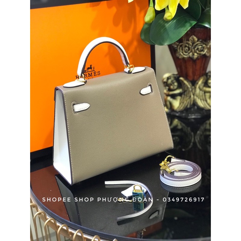 [KELLY25cm] Túi da sần Phối màu size 25cm loại đẹp kèm da test | BigBuy360 - bigbuy360.vn