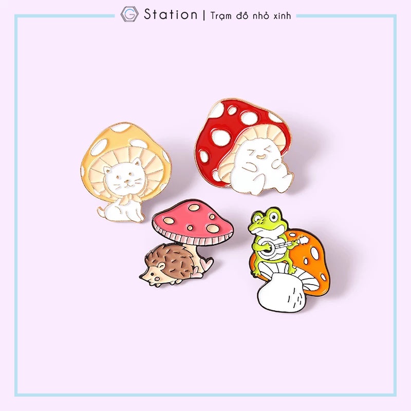 Pin cài áo nấm lùn cute - GC283
