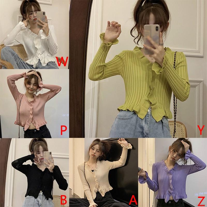 Áo croptop tay dài cổ chữ V gợi cảm dành cho nữ | BigBuy360 - bigbuy360.vn