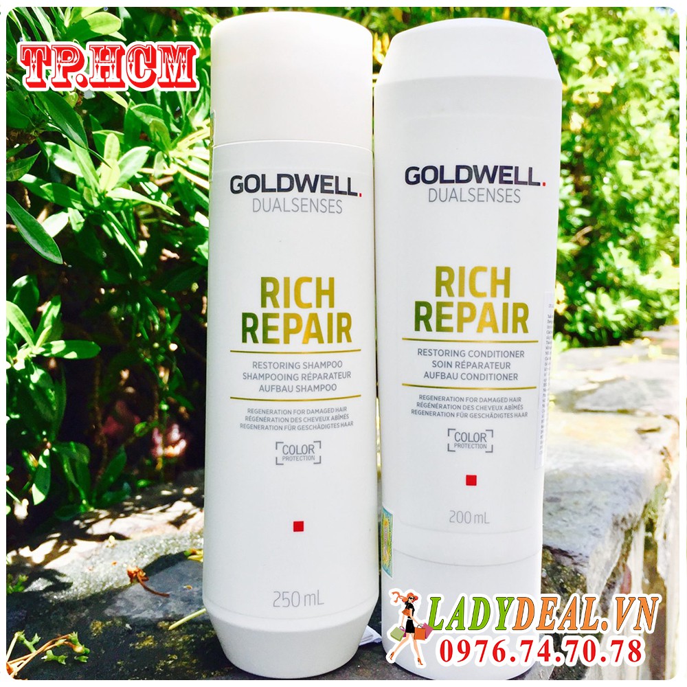 Gội Xả Goldwell rich repair phục hồi tóc hư tổn 200ml + 250ml