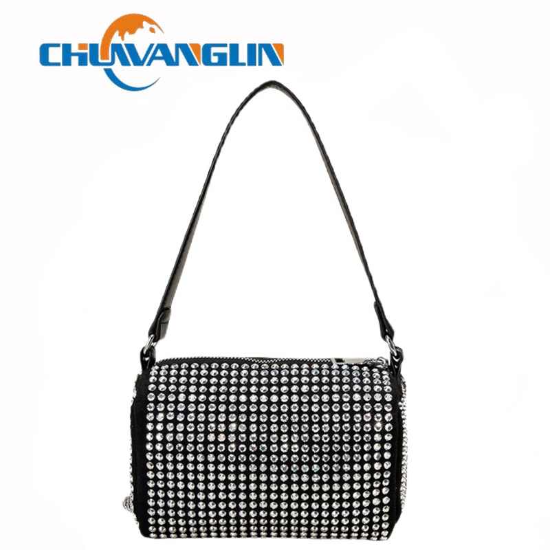 Túi xách Chuwanglin đeo vai nhỏ đính kim cương lấp lánh cho nữ
