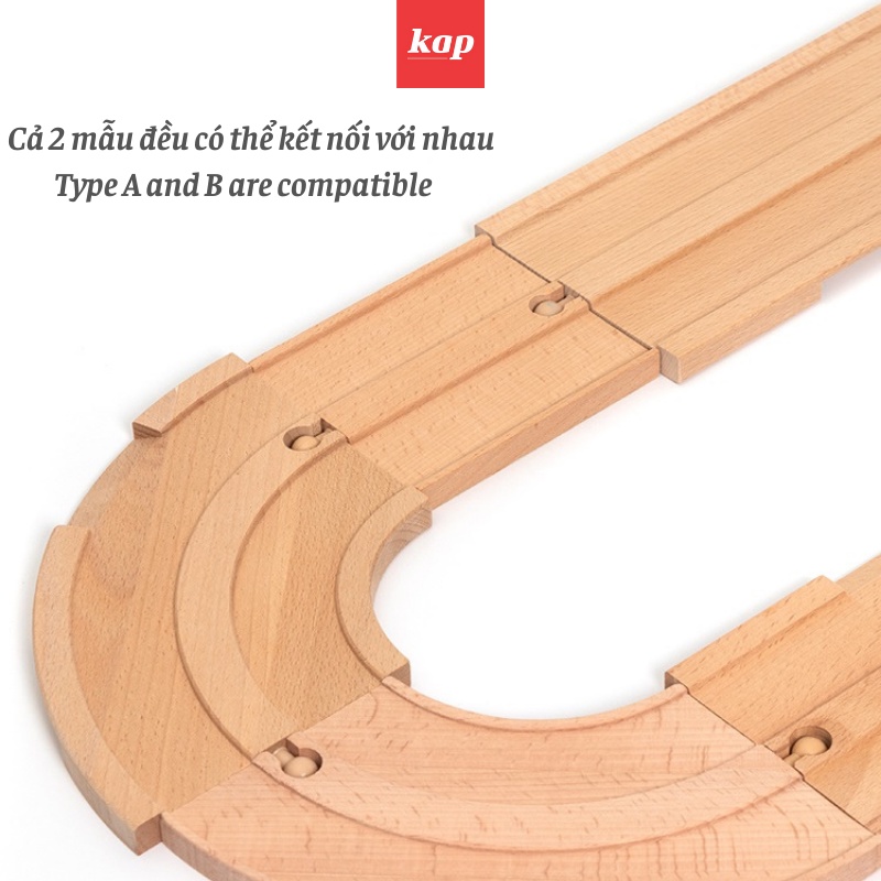 Đường ray ôtô gỗ - Wooden Road Tracks, phụ kiện lắp ráp mô hình đường ray gỗ