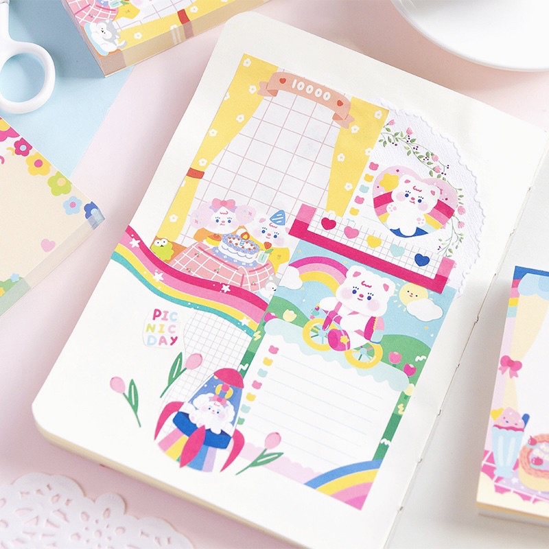 Giấy Note 100 Tờ Dễ Thương Trang Trí Sổ Bullet Journal Hàn Quốc/ Giấy ghi chú Dễ Thương