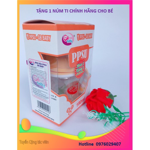 Bình sữa nhựa PPSU GB-Baby 180ml Hàn Quốc có tay cầm 🌺 AN TOÀN CHO BÉ🌺Tặng 1 núm ti siêu mềm