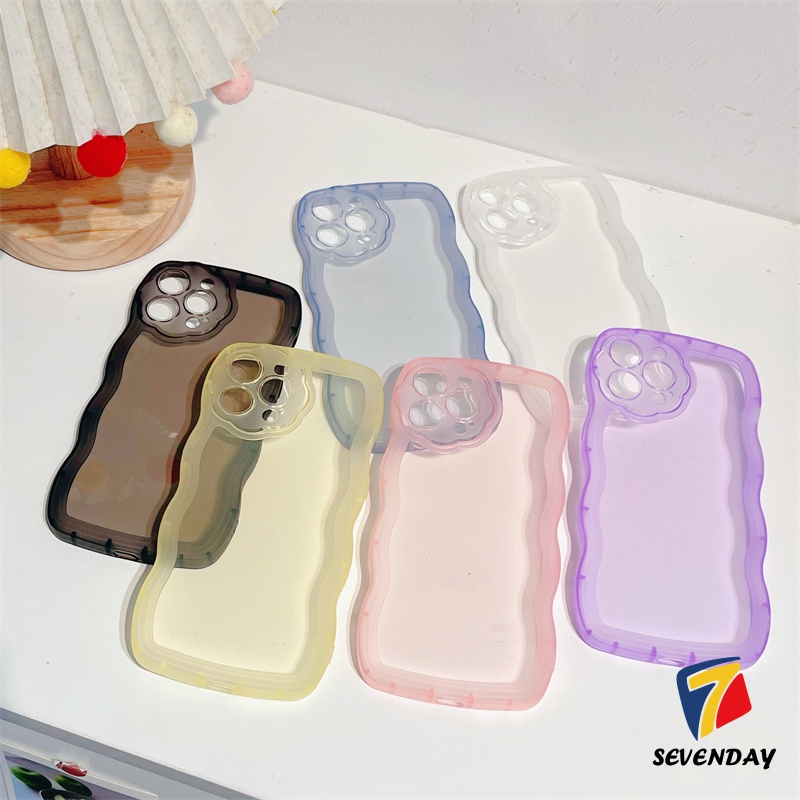 Ốp Điện Thoại TPU Mềm Trong Suốt Chống Sốc Họa Tiết Hoa Viền Lượn Sóng Cho iPhone 13 12 11 XS Pro Max SE 2020 8 7 Plus