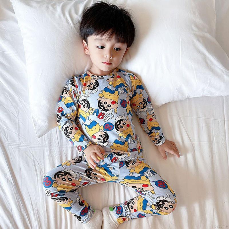 Bộ Đồ Ngủ 2 Món Vải Cotton Thoáng Khí In Hoạt Hình Kèm Quần Dài Dành Cho Bé