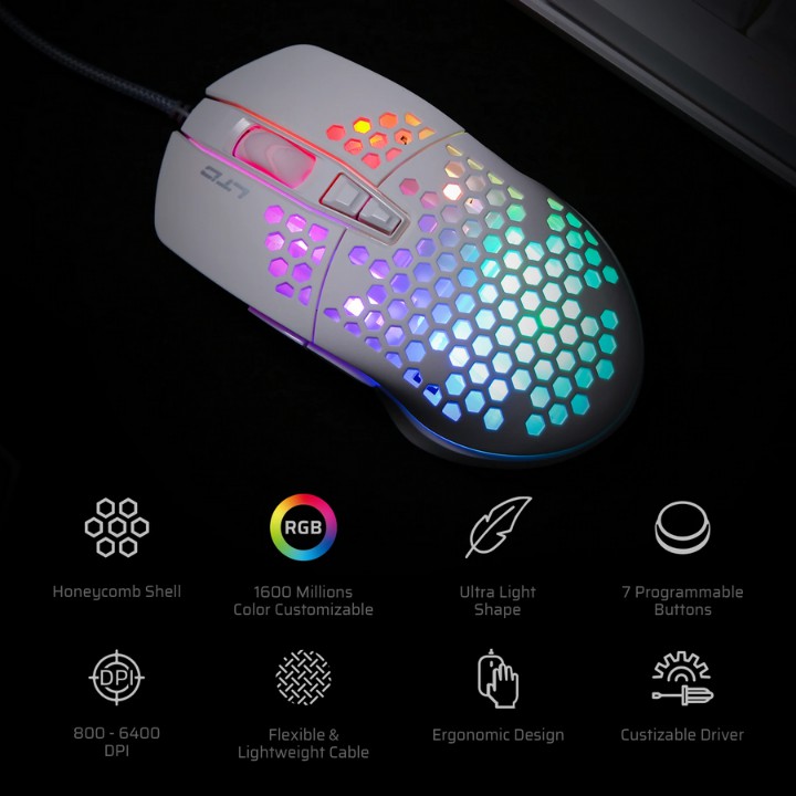 [XẢ KHO] - Chuột Máy Tính Chơi Game Siêu LỖ LED RGB LTC HM-001 (EDRA EM616 RGB) rẻ nhất shopee