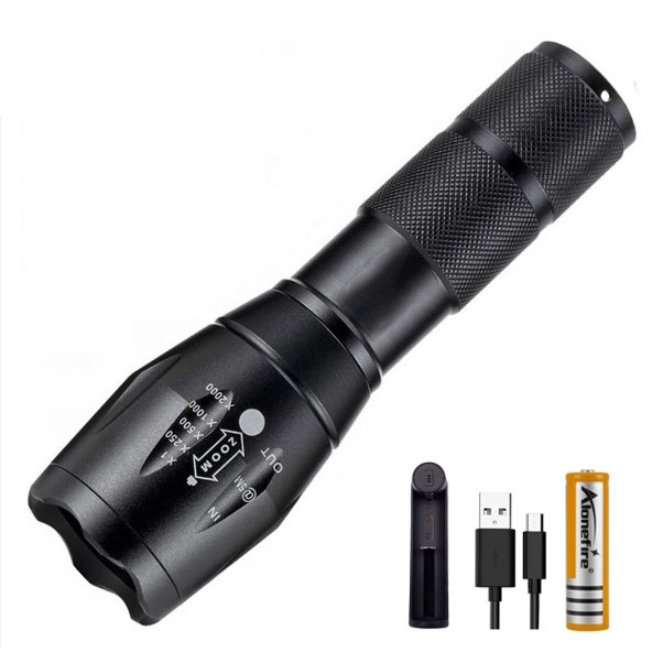 Đèn Pin Siêu Sáng UltraFire Led Cree XML T6 Cao Cấp Hợp Kim Chống Nước Pin Có Thể Sạc Lại Full box