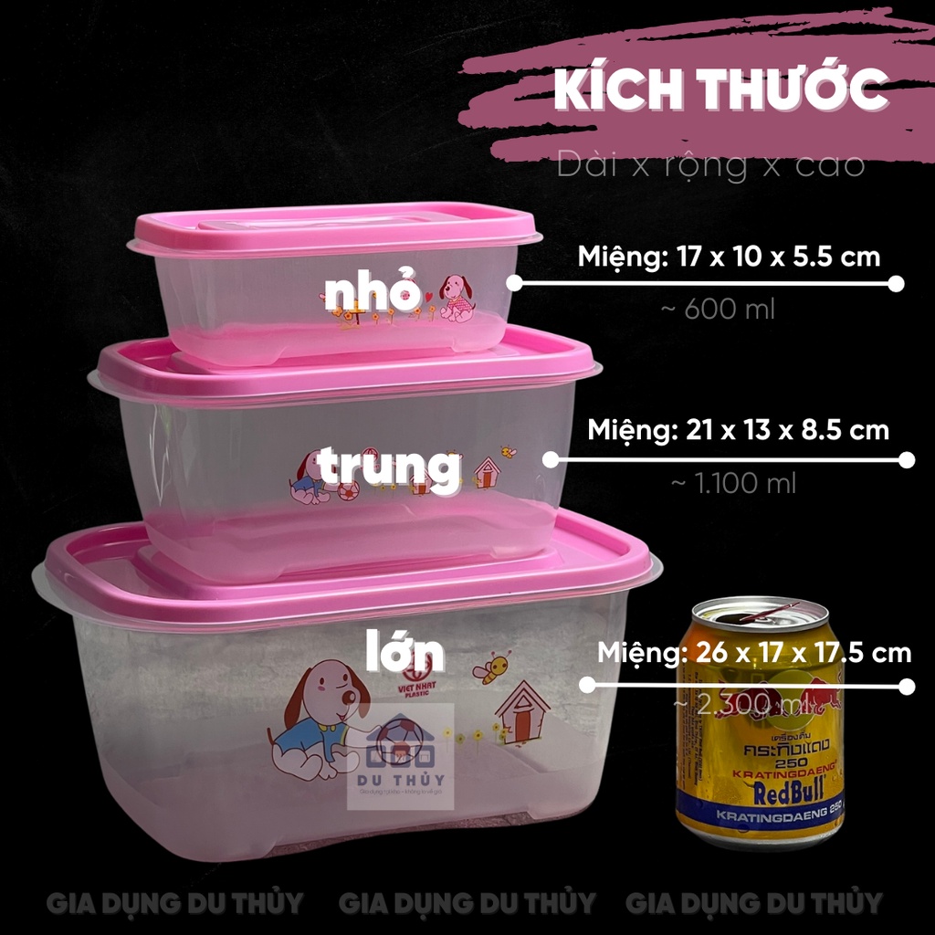 Hộp nhựa đựng thực phẩm (bộ 3 hộp) màu hồng, dương, xanh lá, chất liệu nhựa PP an toàn sử dụng được trong lò vi sóng