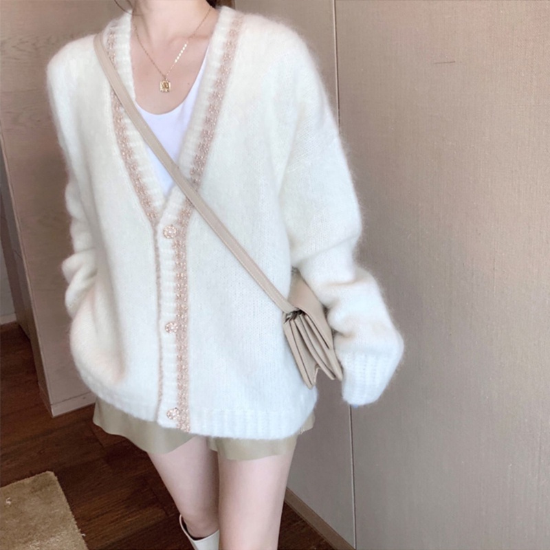 Áo khoác len Mohair nữ dáng rộng