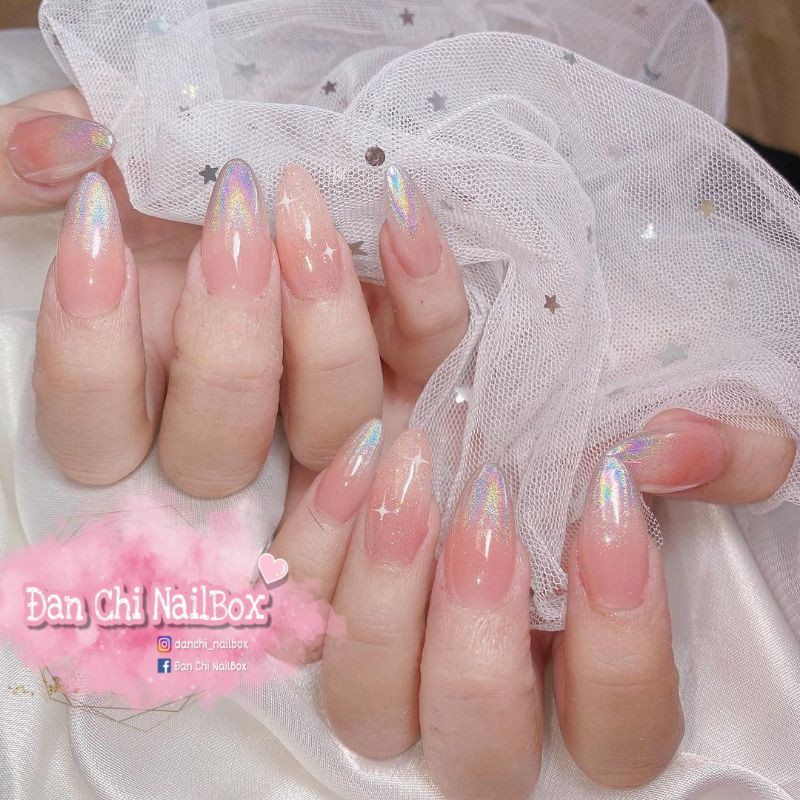 NailBox móng úp thiết kế sẵn Mẫu Thạch Hồng Tráng Gương Đơn Giản