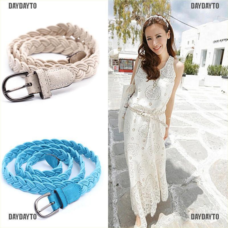 Thắt Lưng Dây Bện Co Giãn Bản Rộng Thời Trang Cho Nữ