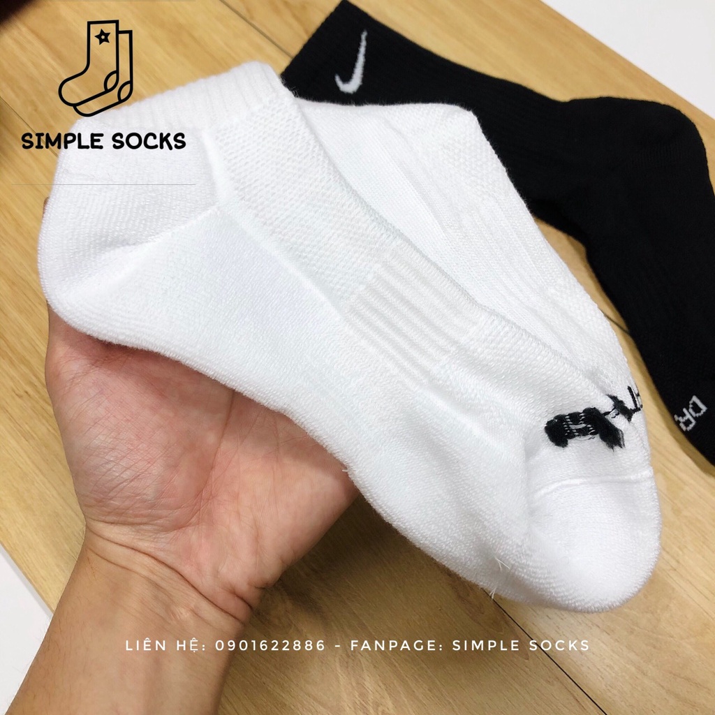 Pack 3 Đôi Vớ Nike Chính Hãng🍓FREESHIP🍓Tất Nike Dri Fit Cổ Cao 2 Màu Đen,Trắng - Chất Cotton Thấm Hút Mồ