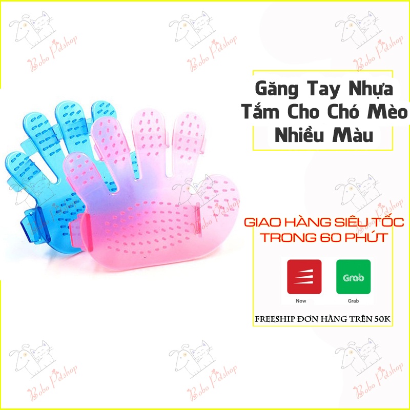 Găng Tay Tắm Nhựa Dẻo Cho Chó Mèo Dễ Xỏ Tay Tắm Spa Massage Tại Nhà - Bobo Pet Shop Hà Nội