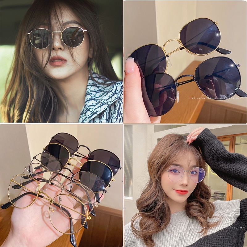 Kính Mát Gọng Kim Loại Chống Tia UV Phong Cách Hàn Quốc Thời Trang