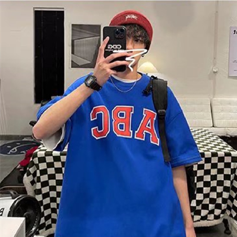 Áo Thun Tay Ngắn Dáng Rộng In Chữ Phong Cách Hip Hop Nhật Bản Thời Trang Mùa Hè Cho Nam size M-5XL