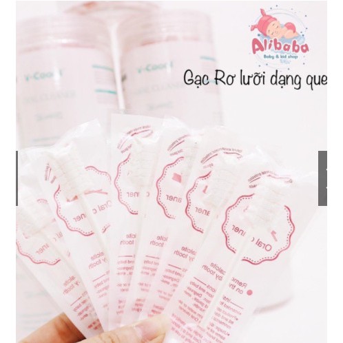 [ hàng chuẩn] Gạc Rơ Lưỡi Cho Bé-Rơ Lưỡi 30 Que, Dệt Sợi Cotton 100%, Mềm Mại, Kháng Khuẩn,Kháng Nấm Chống Viêm Nướu