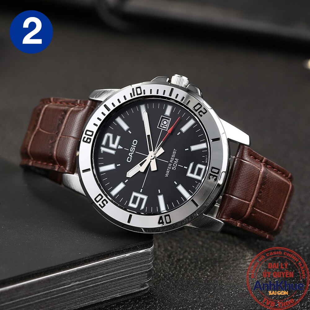 Đồng hồ nam dây da Casio chính hãng Anh Khuê MTP-VD01 Series (45mm)