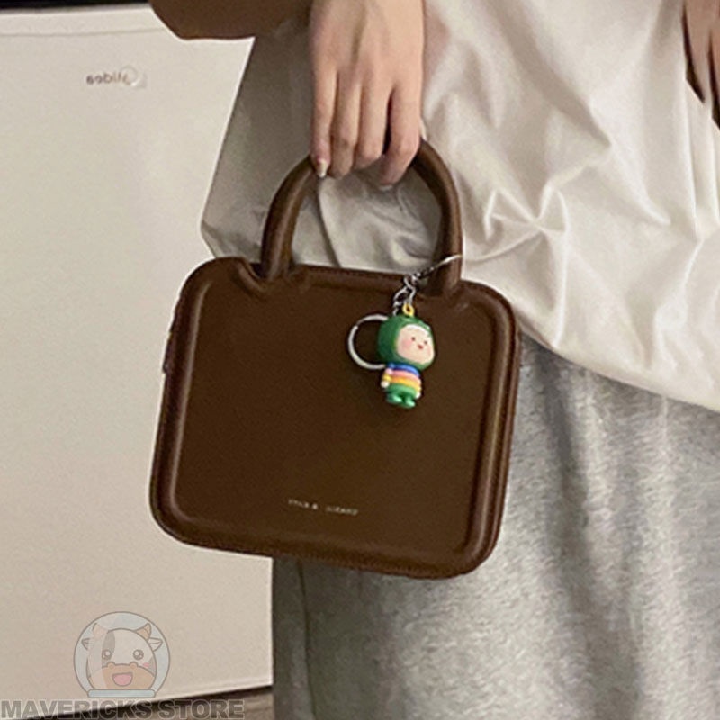 Túi Đeo Chéo Dáng Vuông Nhỏ Cầm Tay Màu Trơn Thời Trang Cho Nữ