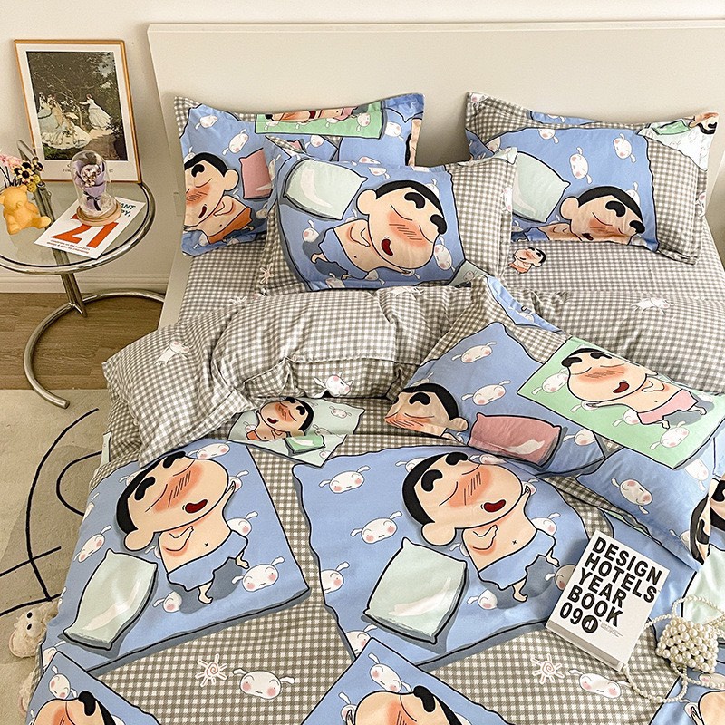 Set chăn ga gối cotton poly - Mẫu Shyn bút chì.