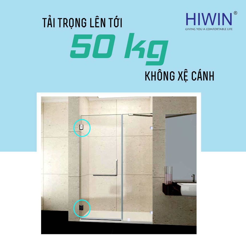 Bản lề 90 độ kính tường cabin tắm cạnh vát inox 304 Hiwin HG-005