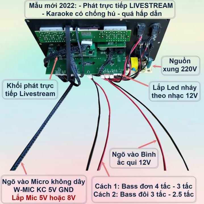 Mạch loa kéo LIVESTREAM DSP lập trình chống hú IC MD9840 150W có nguồn xung, Loa kéo 4 – 3 tấc đơn hoặc 3 – 2.5 tấc đôi