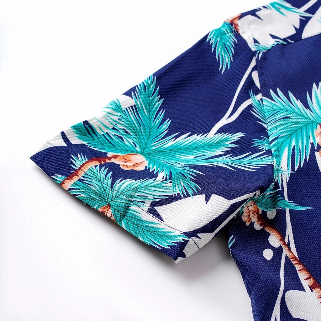 Áo sơ mi nam Galvin cộc tay họa tiết bộ 5 màu cotton đũi sơ mi họa tiết bãi biên smgv150 - Leo Vatino