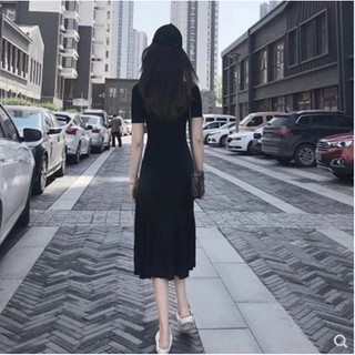 Đầm Nữ Ngắn Tay Màu Đen
