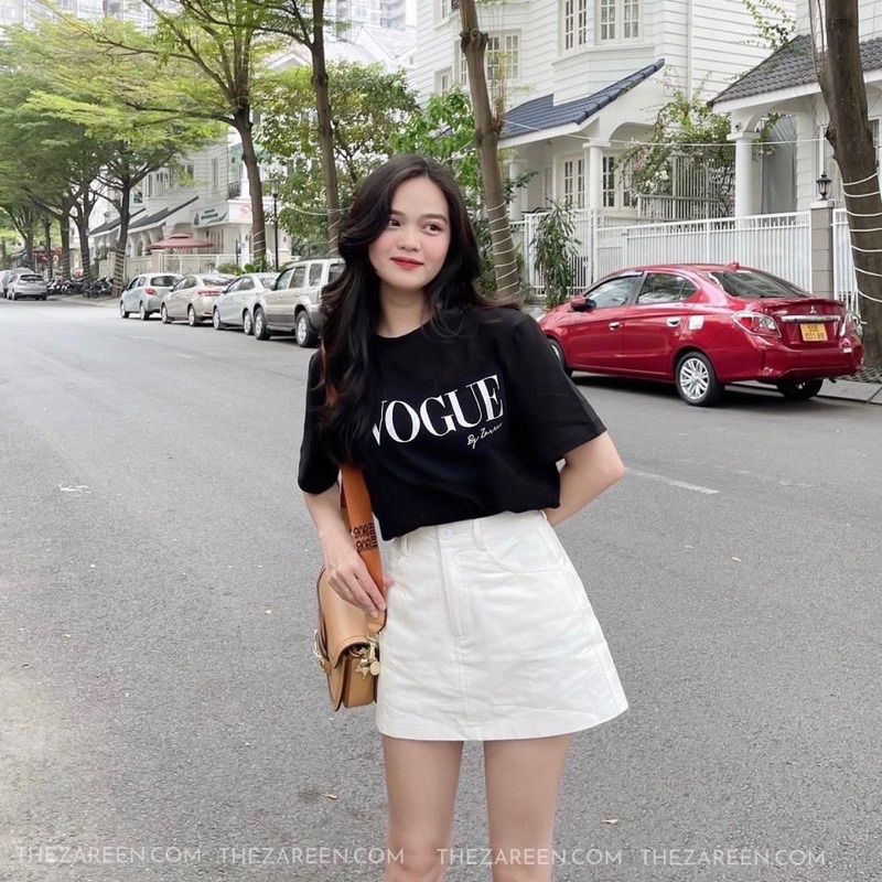 Set áo vogue chân váy A trắng cho nữ YoomeClothing ( ảnh thật tại shop )