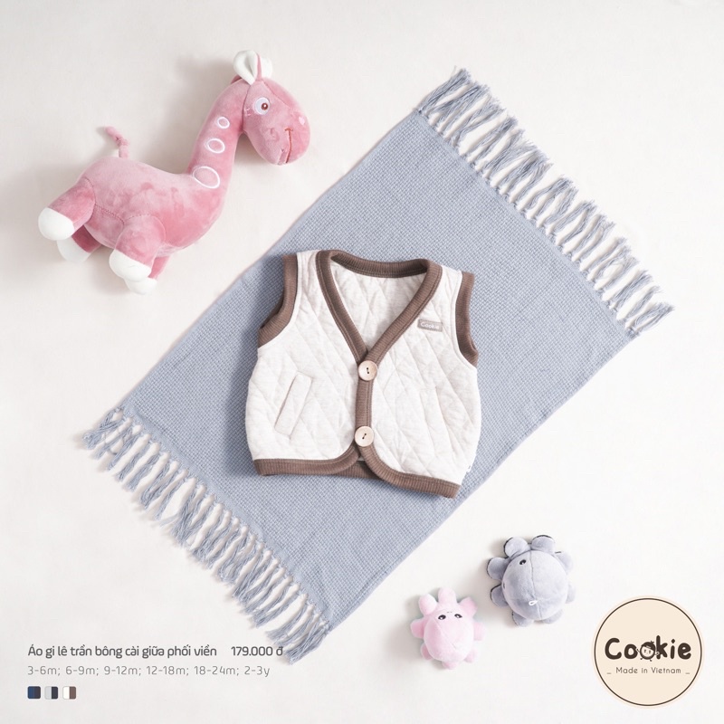 COOKIE Áo gile dày dặn trần bông và nỉ lông ấm áp cho bé trai bé gái