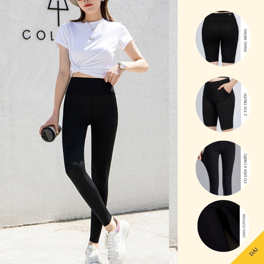 Quần Legging Lửng Ngố, Đùi , Dài Xuất Hàn Nâng Mông Cạp Cao Gen Bụng Co Dãn 4 Chiều Size To Đại Bigsize 80kg