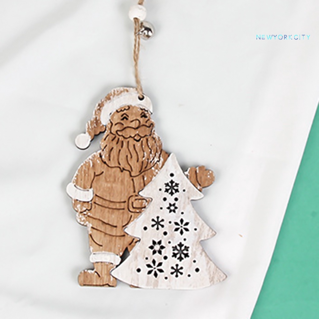 Phụ Kiện Treo Trang Trí Giáng Sinh Bằng Gỗ Hình Ông Già Noel Hoạt Hình Thân Thiện Với Môi Trường