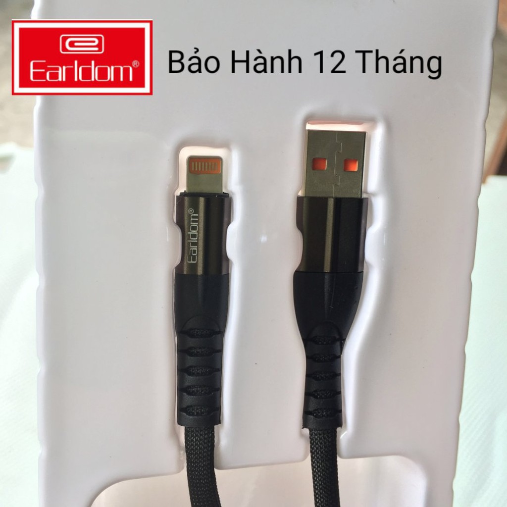 Dây cáp sạc Iphone⚜️Cổng Lightning⚜️Bọc Dù Hỗ Trợ Sạc Nhanh 3A/ Hàng chính hãng của Earldom Ec-077 Bảo hành 12 tháng