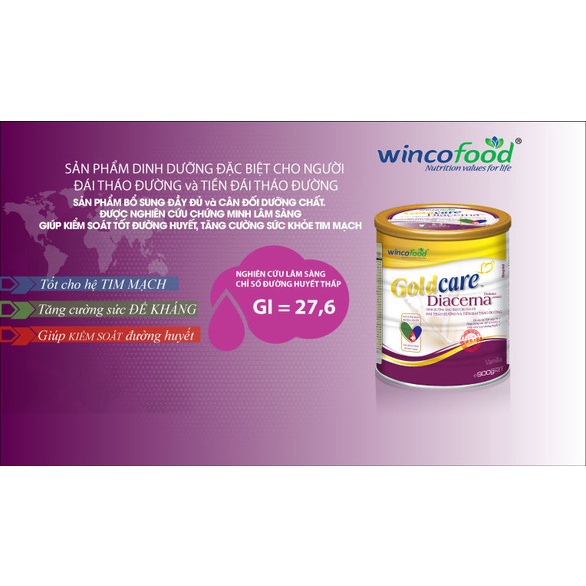 Sữa bột Wincofood Goldcare Diacerna 850g– Chăm sóc sức khỏe của người đái tháo đường