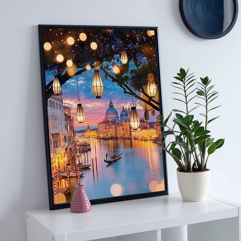 Bộ tranh đính đá 5D DIY hình thành phố du lịch 30x40 cho người lớn