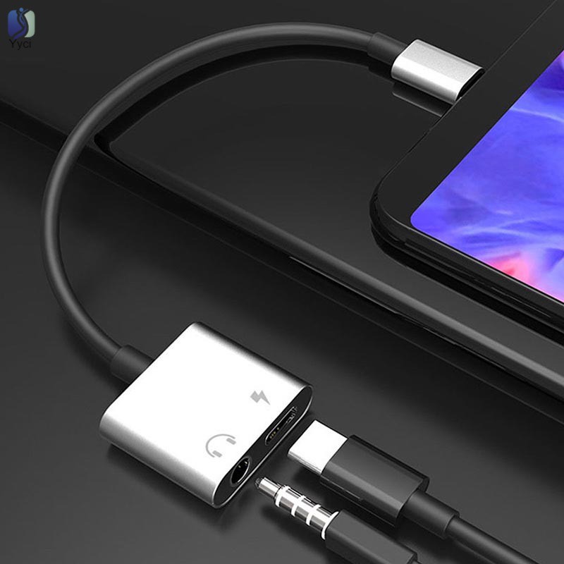 Yy Type C to 3.5 mm and Charger 2 in 1 Headphone AUX Audio Jack USB C Cable Adapter @VN