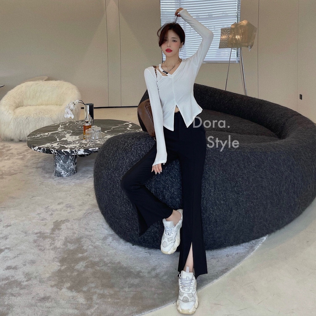 Quần loe ống xẻ công sở mix đồ sang chảnh M2026 DoraStyle