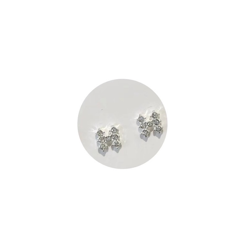 Bông Tai Mạ Bạc 925 Hình Cỏ Bốn Lá Chữ H Đơn Giản Xinh Xắn Cho Nữ